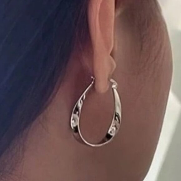 Elegant S925 Sterling Silver Mobius Twisted Design Women's Earrings - Picture 3 of 3